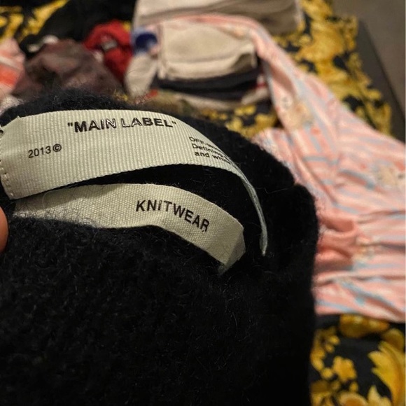 OFF WHITE MOHAIR DIAGONALS LS SWEATER SZ SMALL - Picture 6 of 7